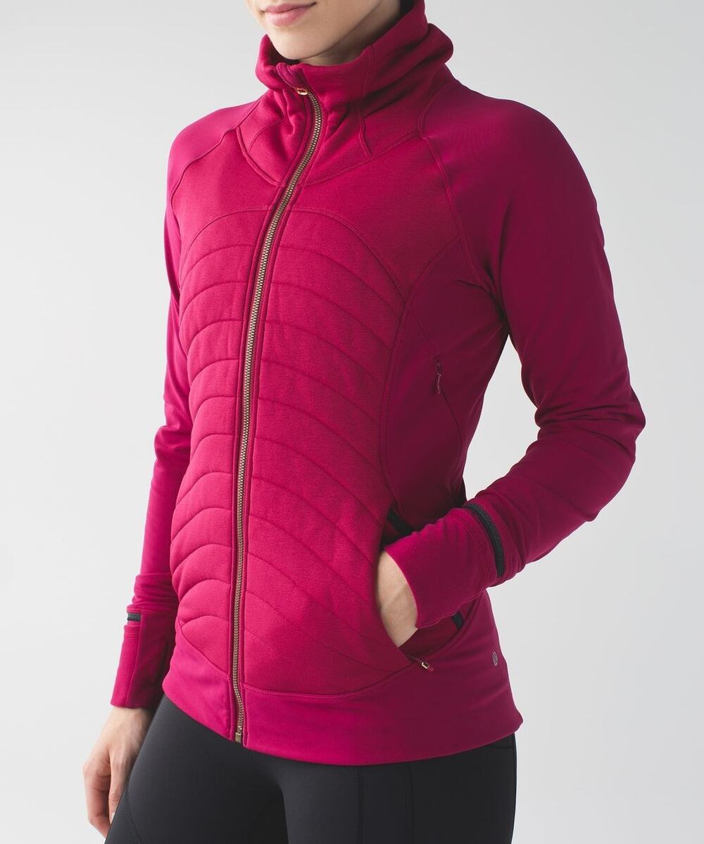 Lululemon Fleece Out Quilted Full Zip Jacket Womens Size 10 Fuchsia Pink Warm